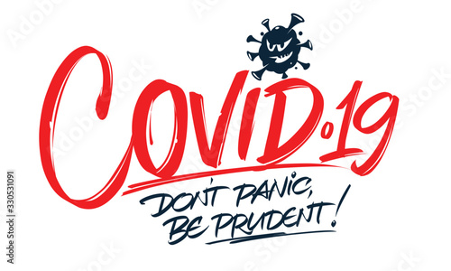 Covid-19 / Corona virus lettering design for t-shirt, mug, poster, flyer. Vector hand drawn inscription. Apparel Print.