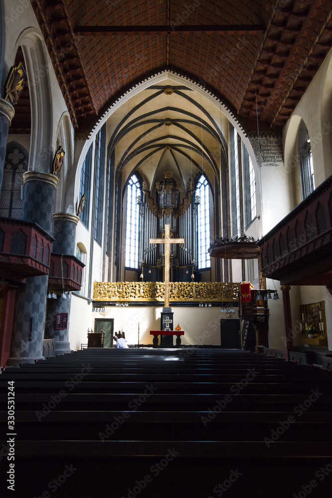 Marburg. Germany. Interior of University Church of Marburg. Medieval Evangelical church in the Gothic style.