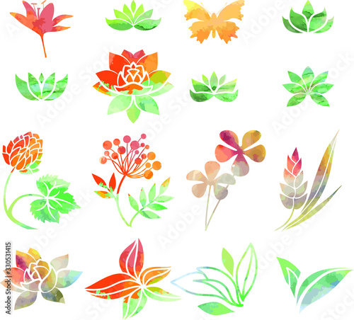 Collection of aquarel plants