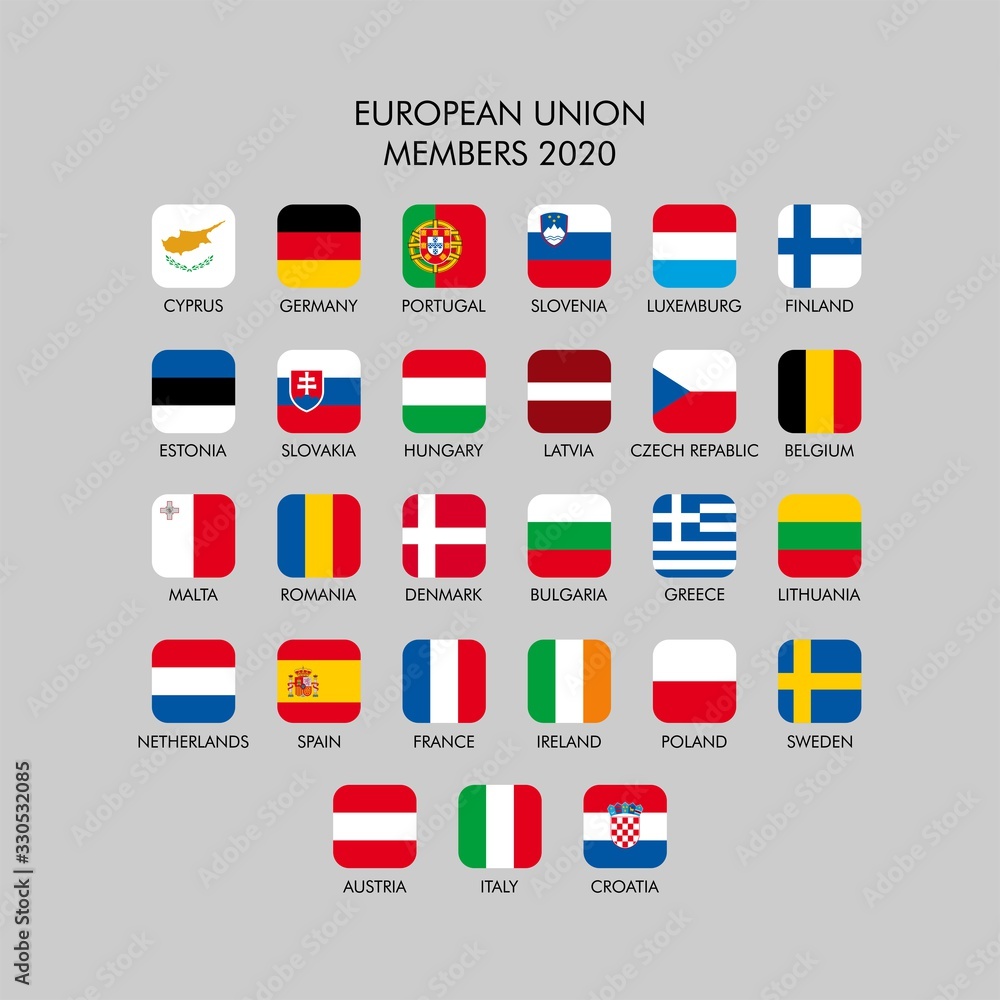European union flags. Vector illustration