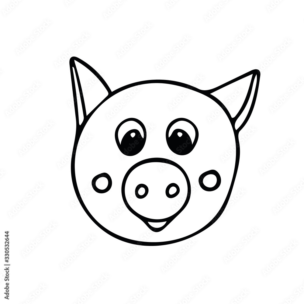 pig in doodle style. cute beast hand drawn in scandinavian simple monochrome. element for the design of children's rooms, clothes, sticker, coloring, poster pig in doodle style. cute beast hand drawn in scandinavian simple monochrome. element for the design of children's rooms, clothes, sticker, coloring, poster