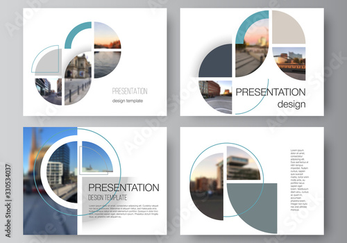 Vector layout of the presentation slides design business templates, multipurpose template for presentation brochure. Background with abstract circle round banners. Corporate business concept template
