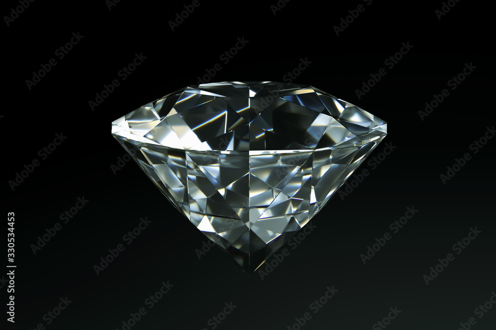 3D render photorealistic diamond isolated on a black background. Luxury concept of taming value Copy space. 3D render photorealistic diamond isolated on a black background. Luxury concept of taming value Copy space.