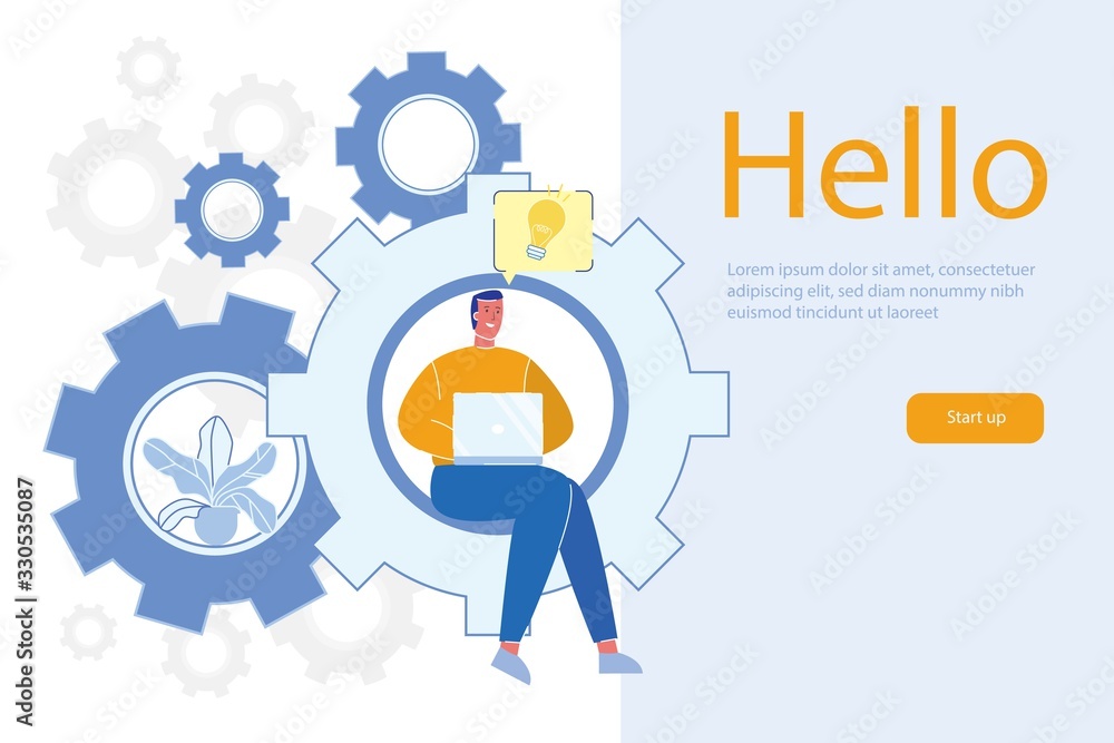 Welcome Letter and Businessman Cartoon Character Working on Laptop. Ideas Implementation and Innovations. Modern Digital Environment for Training and Business Development. Flat Vector Illustration. Welcome Letter and Businessman Cartoon Character Working on Laptop. Ideas Implementation and Innovations. Modern Digital Environment for Training and Business Development. Flat Vector Illustration.