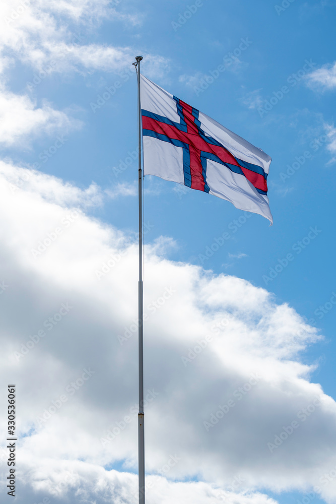 Flag of the Faroe Islands - part of the Kingdom of Denmark