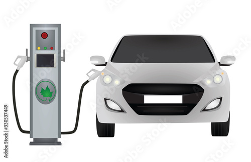 Electric car charging. vector illustration