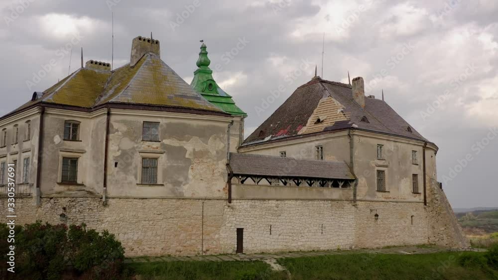 Aerial view of Olesky Castle in spring, Ukraine Aerial view of Olesky Castle in spring, Ukraine