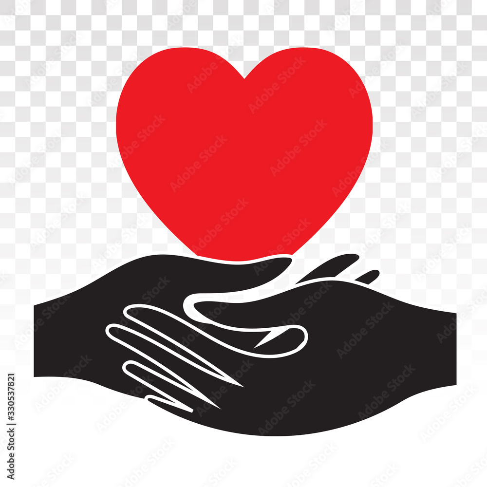 hand holding heart flat icon for healthcare apps and website