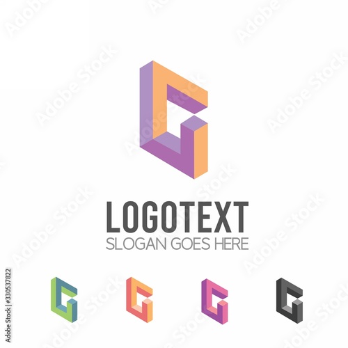 G Letter Alphabet Modern Isometric Illusion Logo