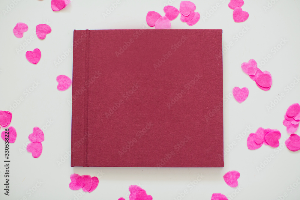 Cloth marsala book or album for photos