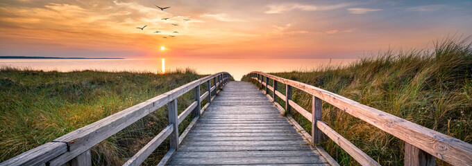 Dunes along the North Sea at sunset, Germany