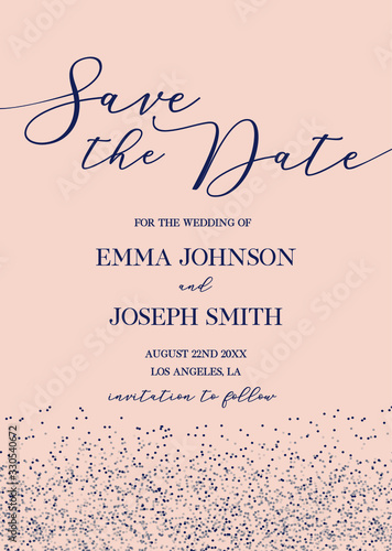 Save the date hand written calligraphy vector invitation card