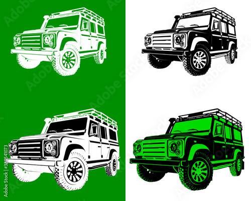 Off road silhouettes with different colors and shapes vector illustration