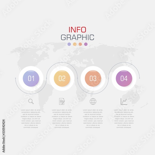 Business data visualization. Infographic element with icons and options or steps. Can be used for process, presentation, diagram, workflow layout, info graph, web design. Vector business template.