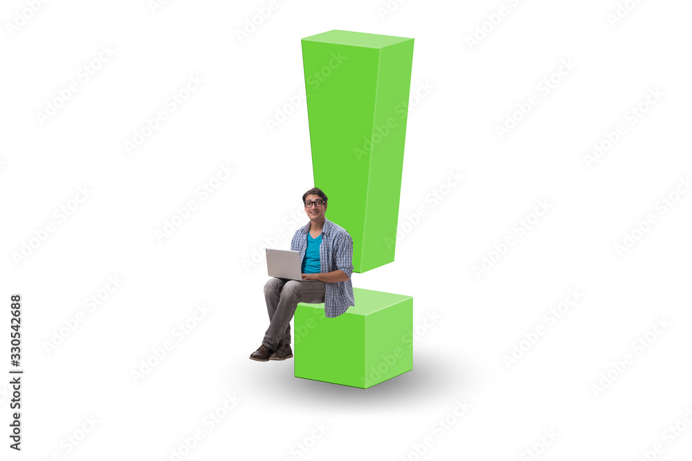 Exclamation mark concept with businessman Exclamation mark concept with businessman