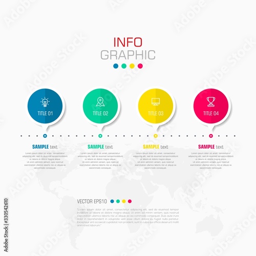 Business data visualization. Infographic element with icons and options or steps. Can be used for process, presentation, diagram, workflow layout, info graph, web design. Vector business template.