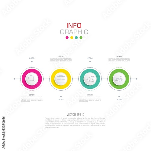 Business data visualization. Infographic element with icons and options or steps. Can be used for process, presentation, diagram, workflow layout, info graph, web design. Vector business template.