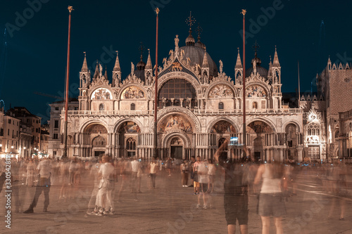 Basilica di San Marco, Saint Mark's Basilica at night, Venice, Italy