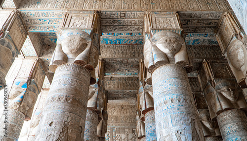 Dendera temple or Temple of Hathor. Egypt. Dendera, Denderah, is a small town in Egypt. Dendera Temple complex, one of the best-preserved temple sites from ancient Upper Egypt.