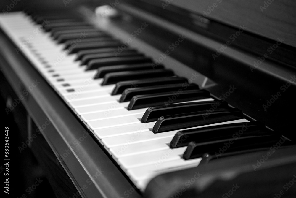 close up Piano keyboard background, blach and white close up Piano keyboard background, blach and white