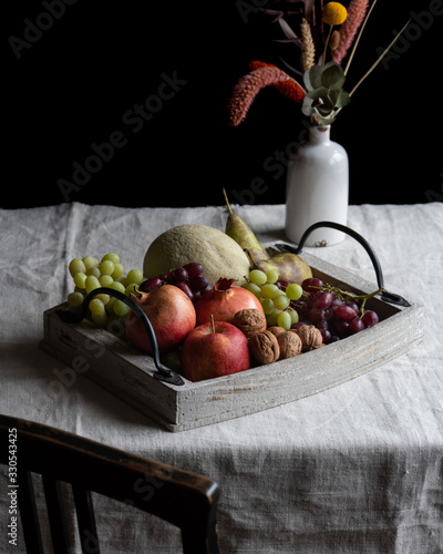 Serving tray with seasonal fruits