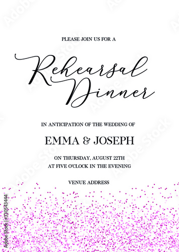 Rehearsal Dinner hand written calligraphy vector invitation card