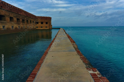 Moat wall of Fort Jefferson at Dry Tortugas National Park in the Caribbean Sea