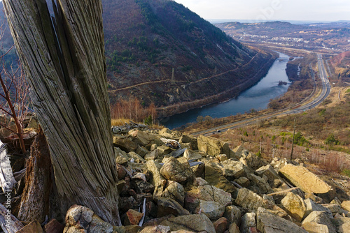 dead tree and rocks above river photo
