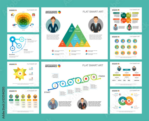 Colorful basketball or marketing concept infographic charts set. Business design elements for presentation slide templates. Can be used for financial report, workflow layout and brochure design.