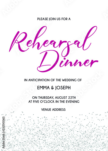 Rehearsal Dinner hand written calligraphy vector invitation card