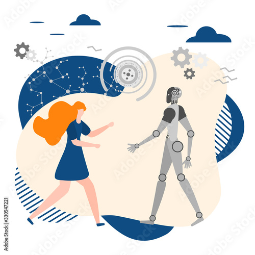 Vector Robot People Job Teamwork Partnership AI