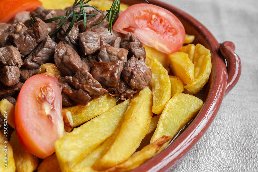 Traditional dish of Madeira island, called “Picado” or “Picadinho ...