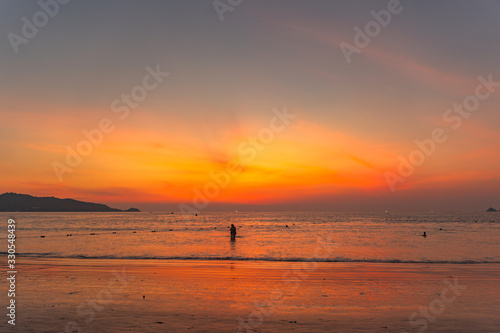 scenery sunset at Patong beach,Phuket,Thailand. © Narong Niemhom