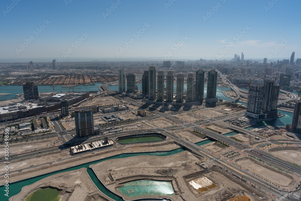 Aerial view of Abu Dhabi city skyline from Al Reem Island | Middle East travel destinations | United Arab Emirates