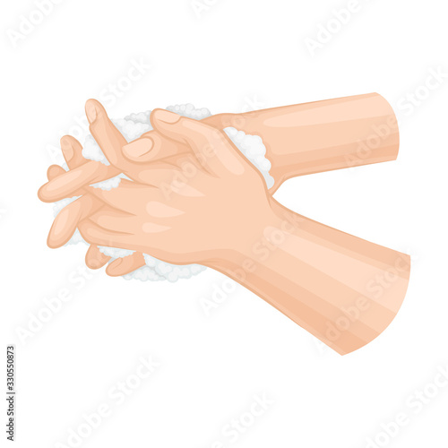 Hand Washing and Cleansing Using Soap Vector Illustration