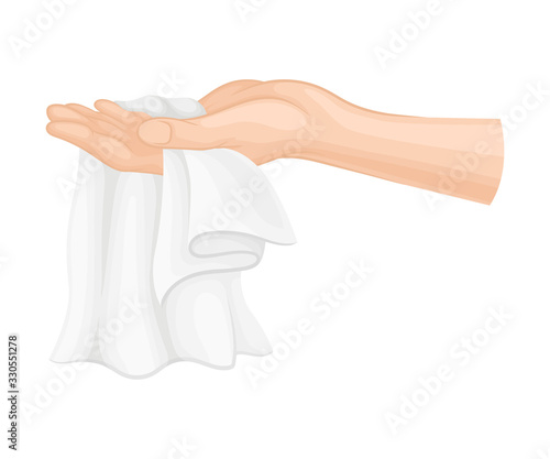 Cleansing and Purification of Hand Using Wet Wipes Vector Illustration