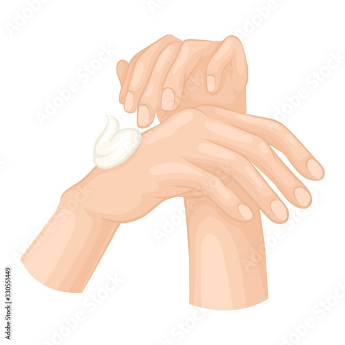Rubbing Hands with Soap for Washing and Cleansing Vector Illustration