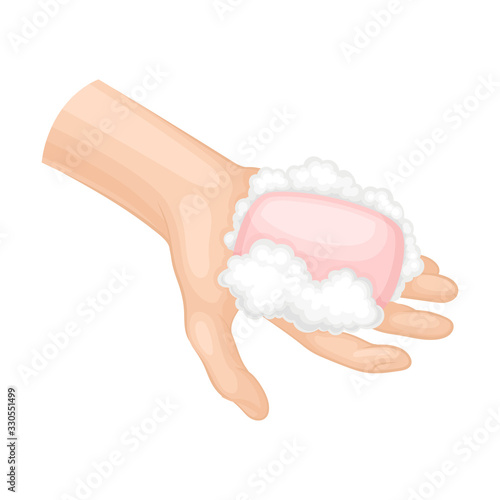 Hand Washing and Cleansing Using Soap Vector Illustration