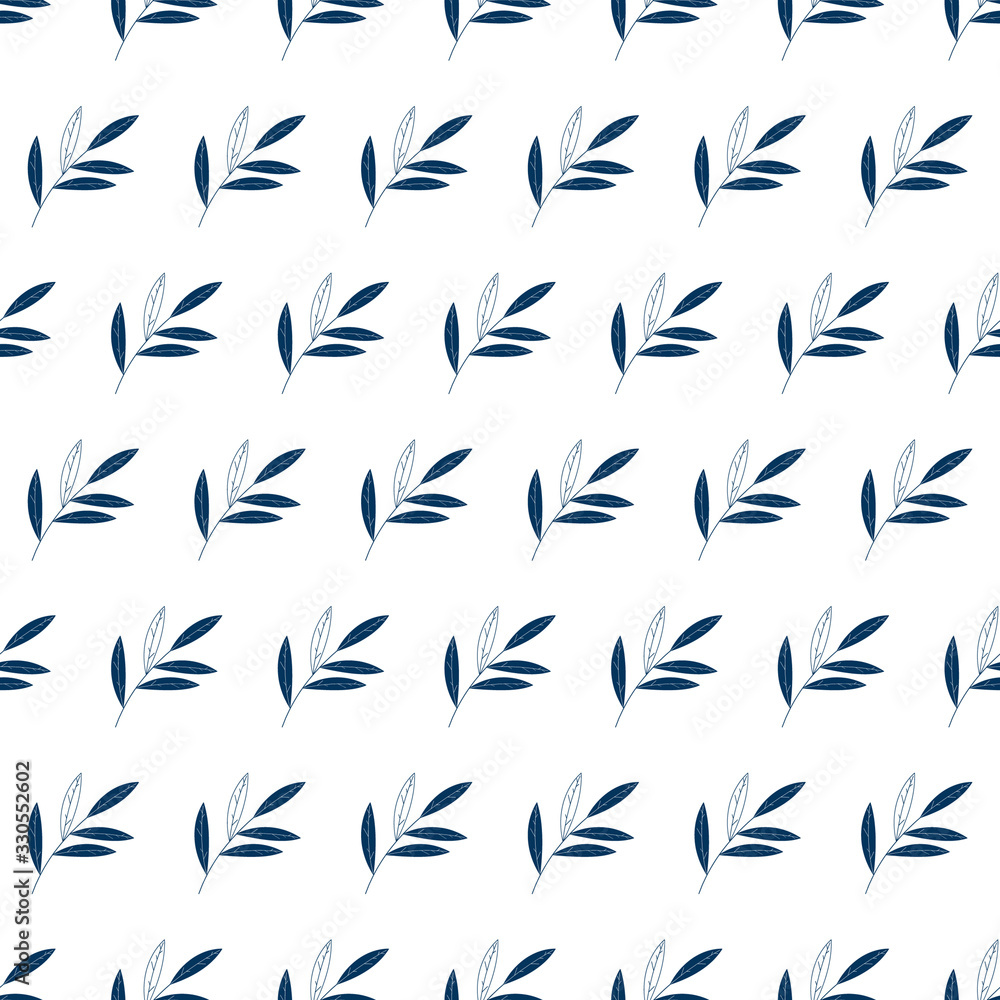 Seamless geometric pattern with leaves, blades of grass and twigs Seamless geometric pattern with leaves, blades of grass and twigs