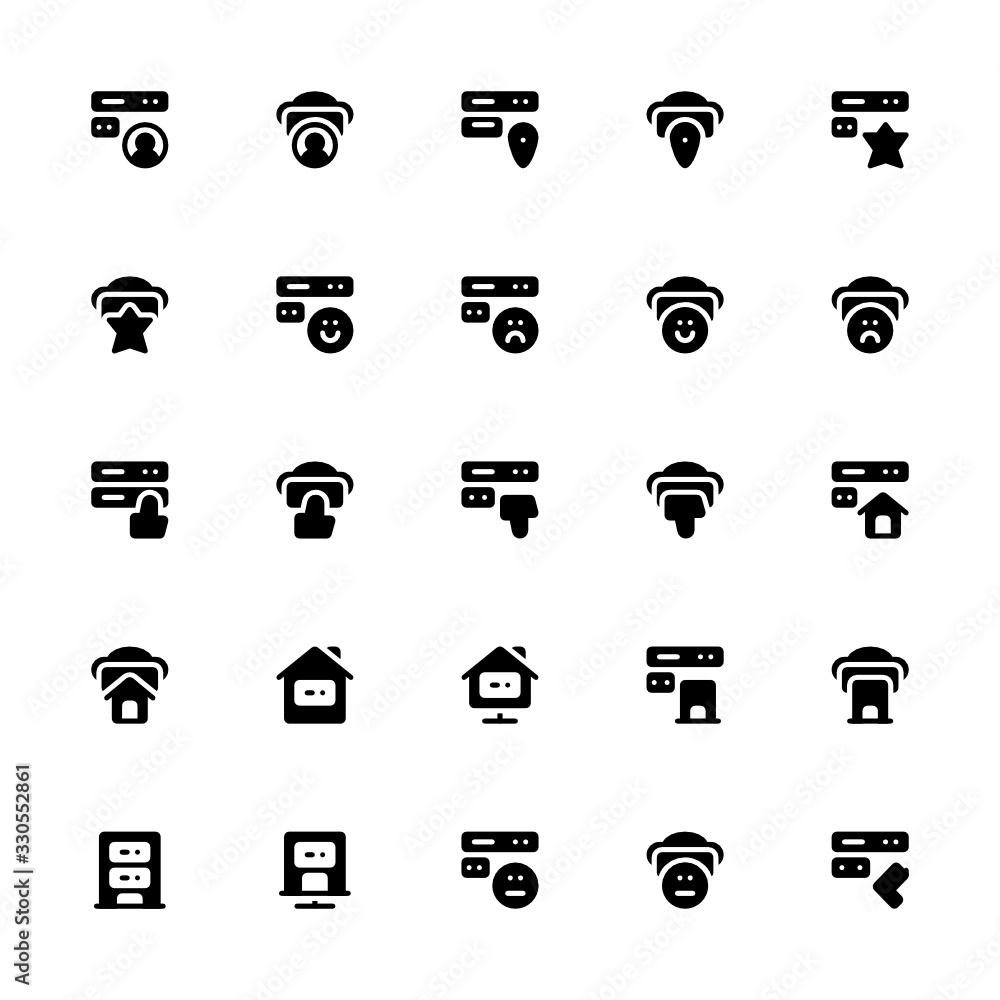 Set of Server Rating Like glyph style icon - vector Set of Server Rating Like glyph style icon - vector