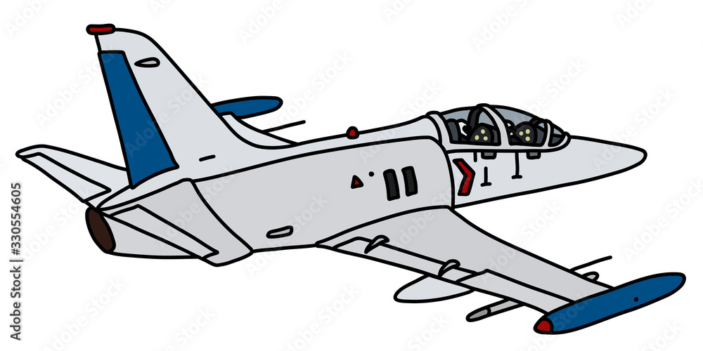 The vectorized hand drawing of a white light combat jet aircraft Stock ...