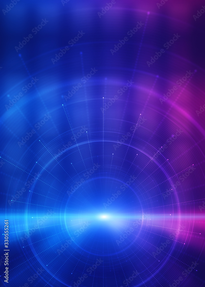 Dark tech abstract background with neon glow. Cyber circle laser figure on abstract background Dark tech abstract background with neon glow. Cyber circle laser figure on abstract background