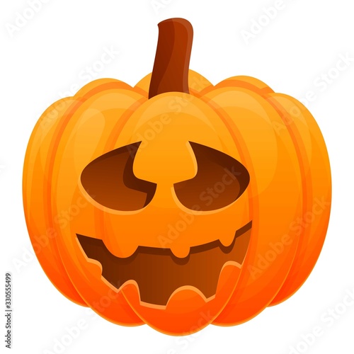 Handmade holiday pumpkin icon. Cartoon of handmade holiday pumpkin vector icon for web design isolated on white background