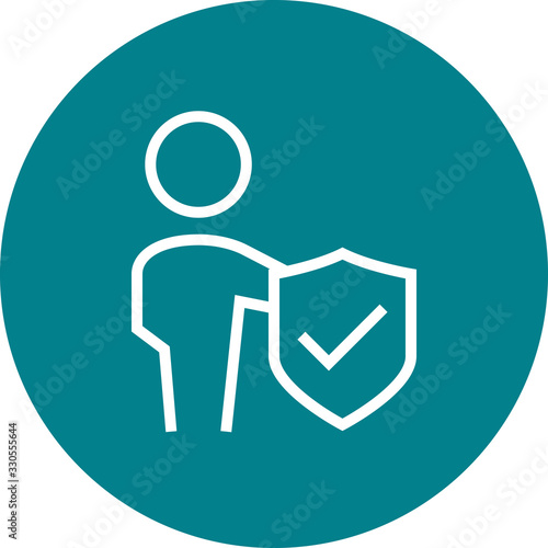 Person Holding Shield Outline Icon