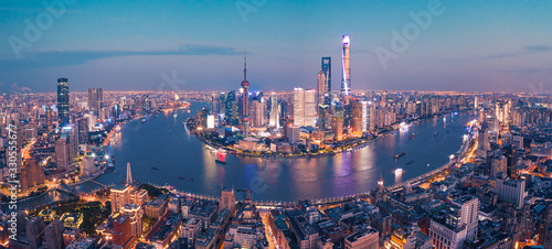 Aerial photo of night view of Shanghai, China © WenPhoto