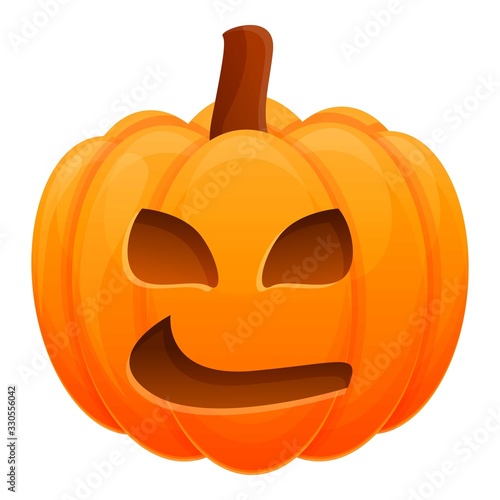 Crazy halloween pumpkin icon. Cartoon of crazy halloween pumpkin vector icon for web design isolated on white background