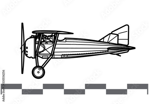 Morane-Saulnier AI. World War 1 combat aircraft. Side view. Image for illustration and infographics.