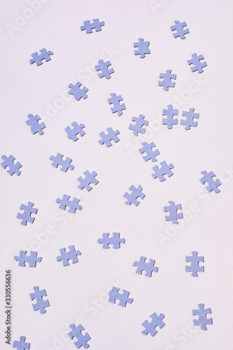 Puzzle pieces on white background, Covid-19