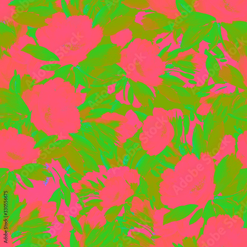 abstract wild flowers hand drawn seamless colorful pattern 
