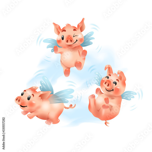 Little funny piglets, play and frolic